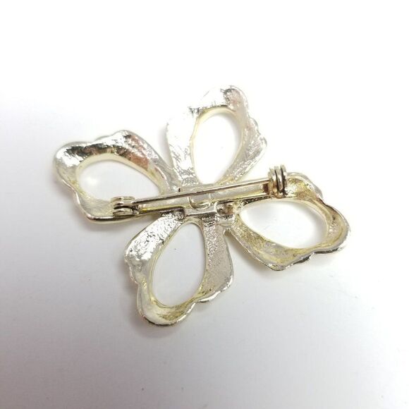 Vintage Abstract Minimal Flower Shape Brooch, Silver Tone Lapel Pin, Retro - Picture 3 of 5